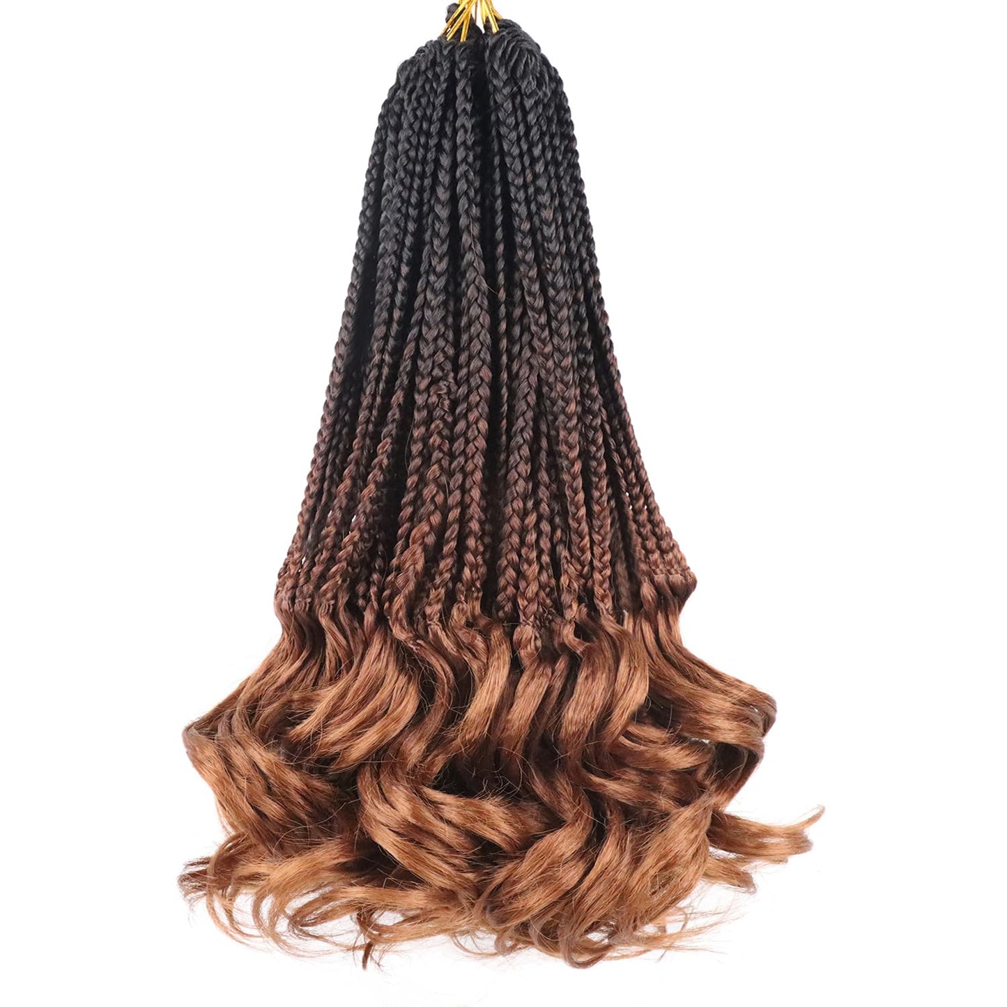 Crochet Hair 1B/33/30 Crochet Braids Goddess Box Braids Crochet Hair for Women French Curl Braiding Hair Knotless Crochet Braids 14 Inch Pre Looped Layered Curly Braiding Hair Extensions(7 Packs)