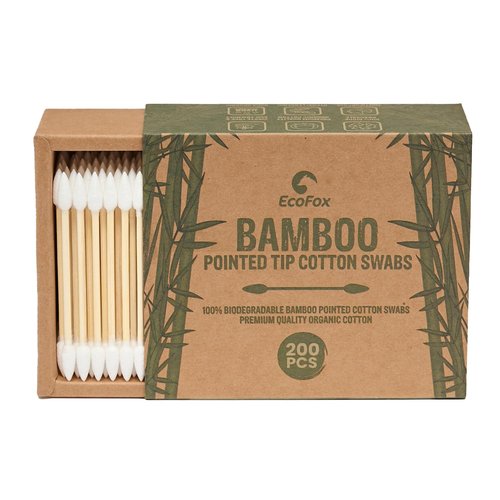 Precision Tip Bamboo Cotton Swabs - Eco-Friendly 200 Count | 100% Plant-Based Double Tipped Buds for Makeup & Crafts