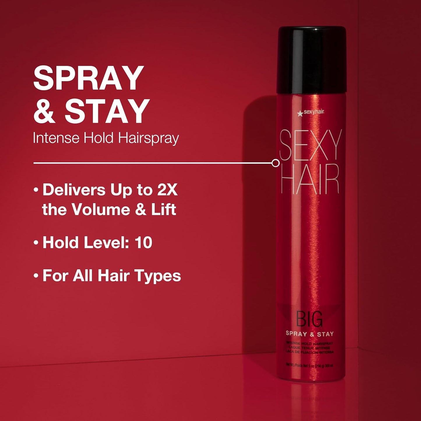 SexyHair Big Spray & Stay Hairspray - Extreme Hold & Shine | 72-Hour Humidity Resistance | All Hair Types
