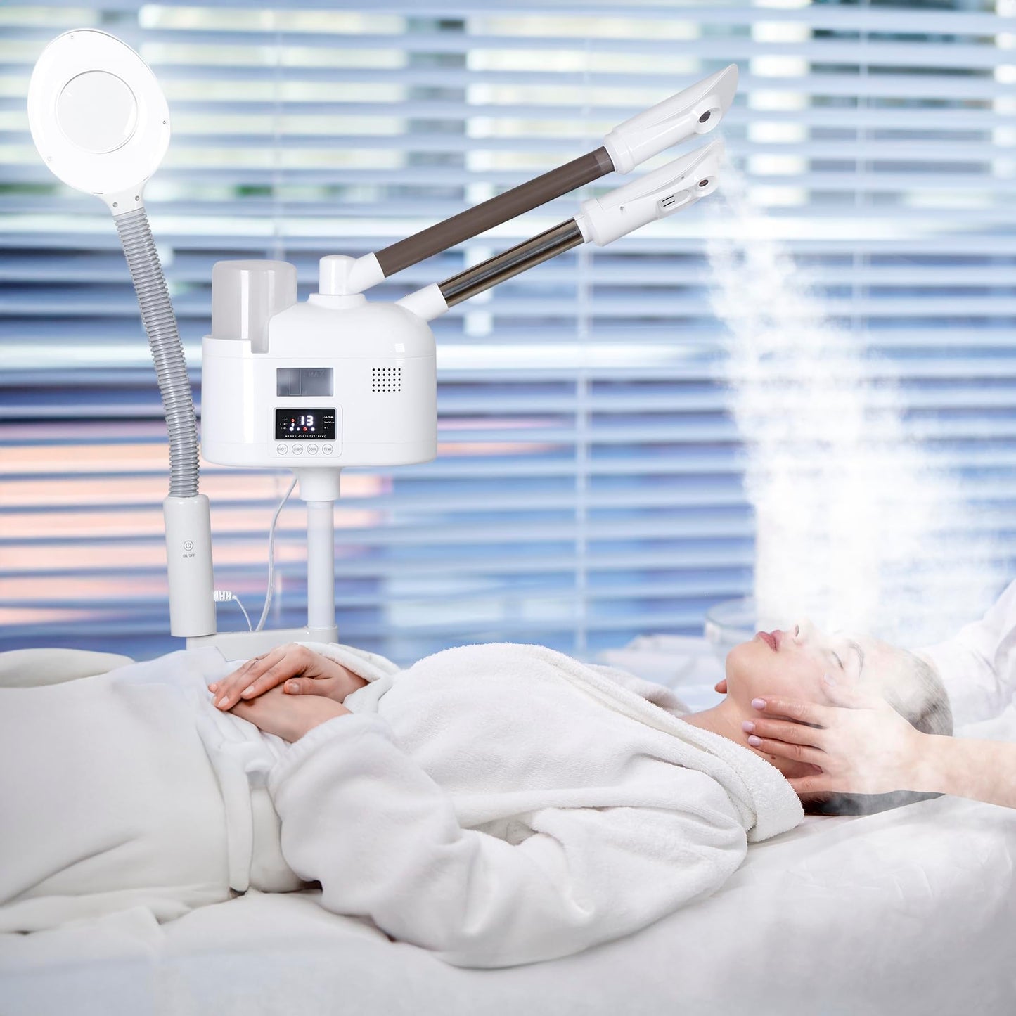 Professional 3 in 1 Facial Steamer for Face Deep Cleaning Ozone Face Steamer with 5X Magnifying Lamp Hot Cool Mist Function for Salon Spa Home Beauty Equipment (3 in 1 Facial Steamer)