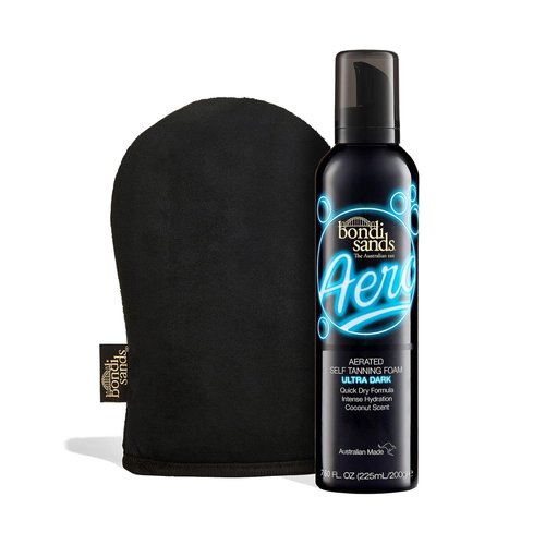 Bondi Sands Aero Ultra Dark Self Tan Foam - Lightweight Sunless Tanning Foam + Reusable Application Mitt