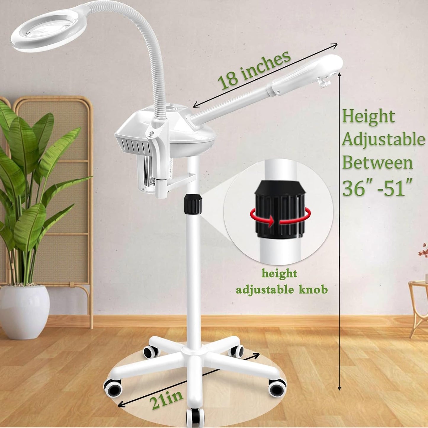 Skiennix Professional Facial Steamer - 2-in-1 Ozone Face Steamer with 5X Magnifying Lamp | Ideal for Home or Spa Use