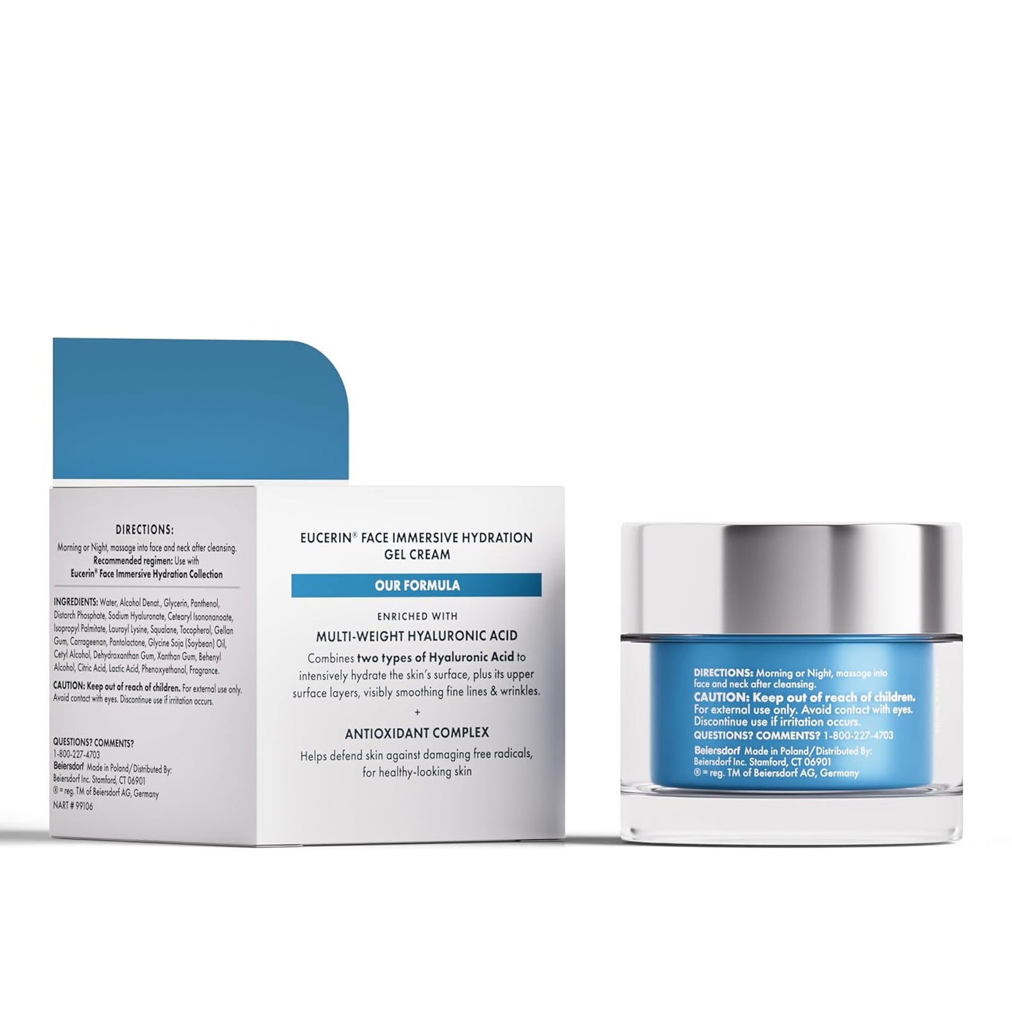 Eucerin Immersive Hydration Night Gel Face Cream - Hyaluronic Acid & Provitamin B5, 1.7 Oz