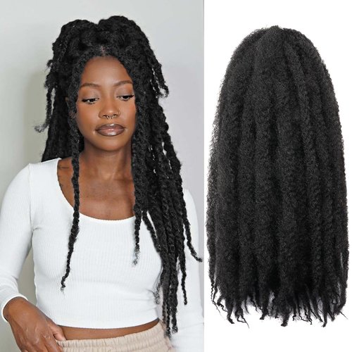 Marley Twist Braiding Hair-24Inch 8packs Cuban Twist Hair Soft Marley Hair for Black Women(1B, 24 Inch (Pack of 8))