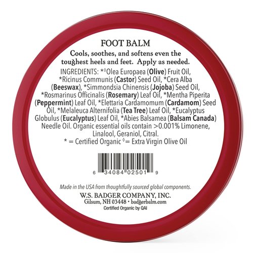 Badger Foot Balm - 100% Organic Foot Cream for Dry, Cracked Heels | Fast-Acting Treatment, 2 oz Tin, 2-Pack