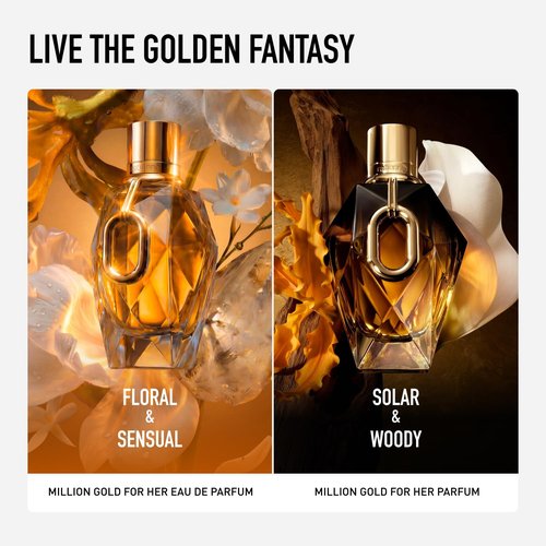 Rabanne Million Gold Eau de Parfum for Her - Long-Lasting Refillable Designer Perfume with Sparkling Rose & White Flowers