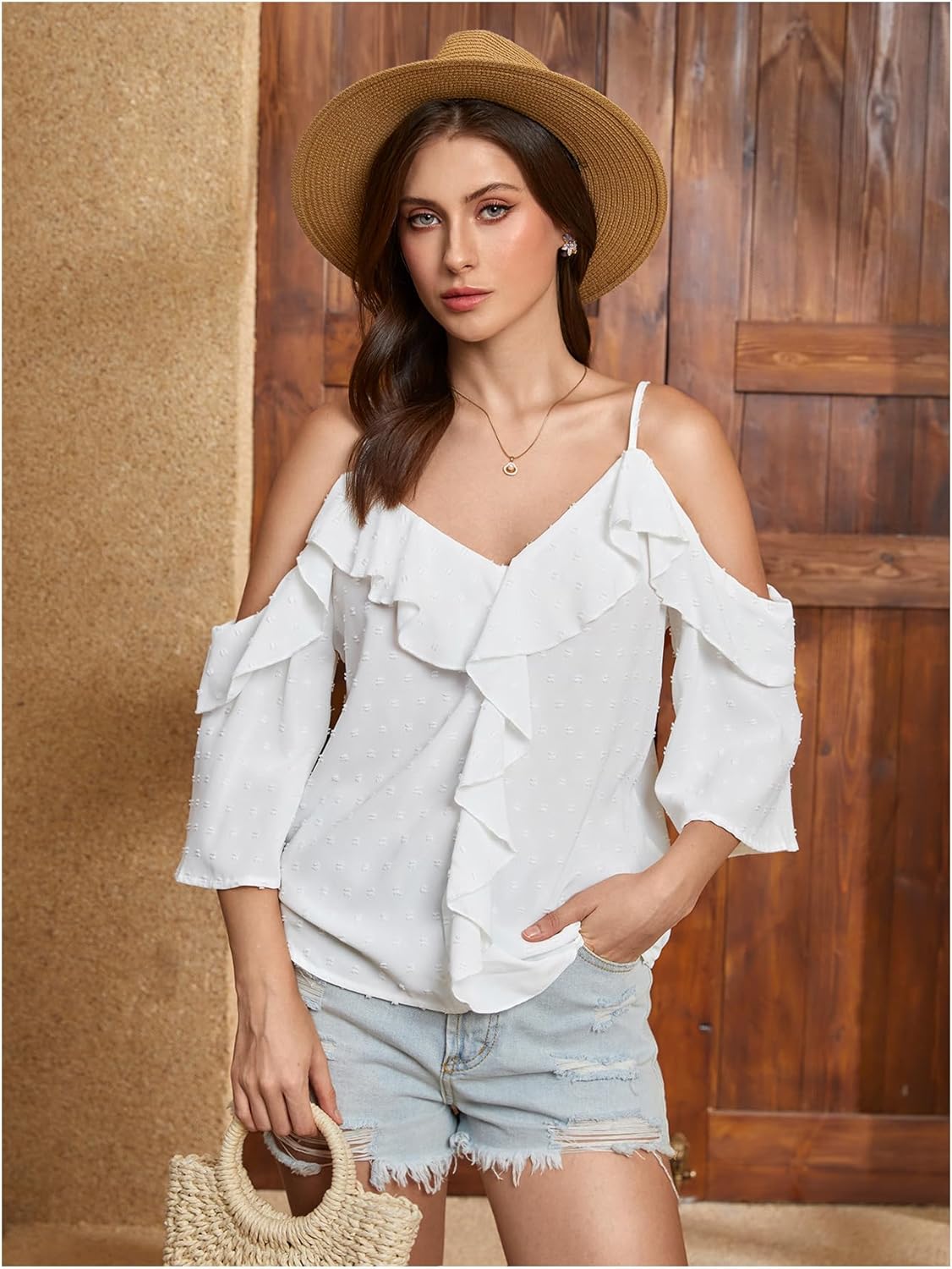 SweatyRocks Off-Shoulder Blouse - Casual Ruffle Top for Fall Outfits | Loose Fit, Stylish Design