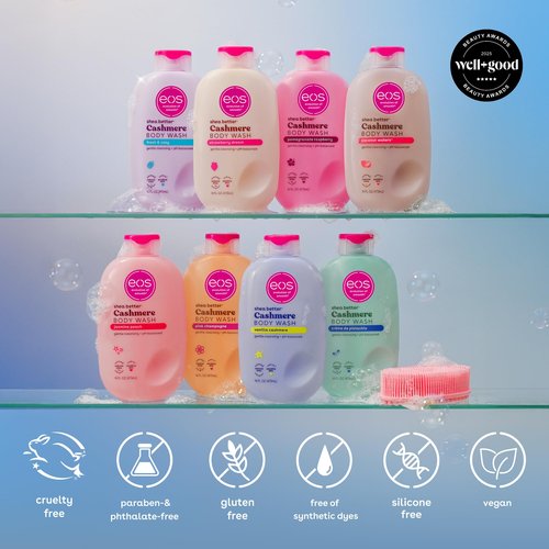 eos Cashmere Body Wash – Strawberry Dreams, Moisturizing Body Wash, Creamy Gel Formula, with Shea Butter, Glycerin, Vitamin E, pH Balanced, Sensitive Skin, Vegan, 16 fl oz
