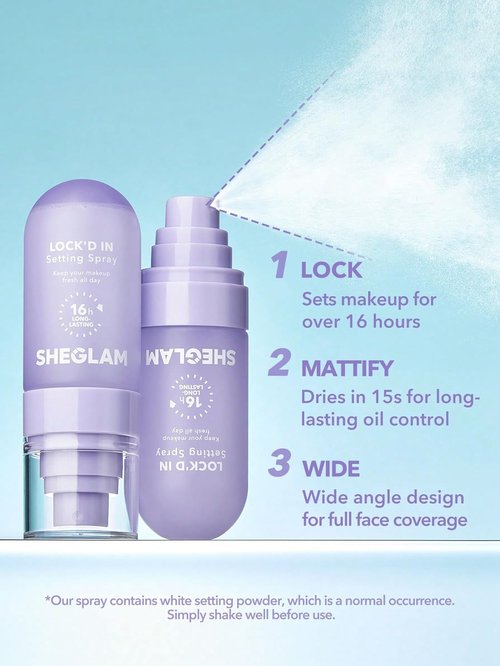 **SHEGLAM Lock'd In Setting Spray - Quick-Drying, Mattifying Makeup Locking Spray | Oil-Control, Non-Greasy - Purple**