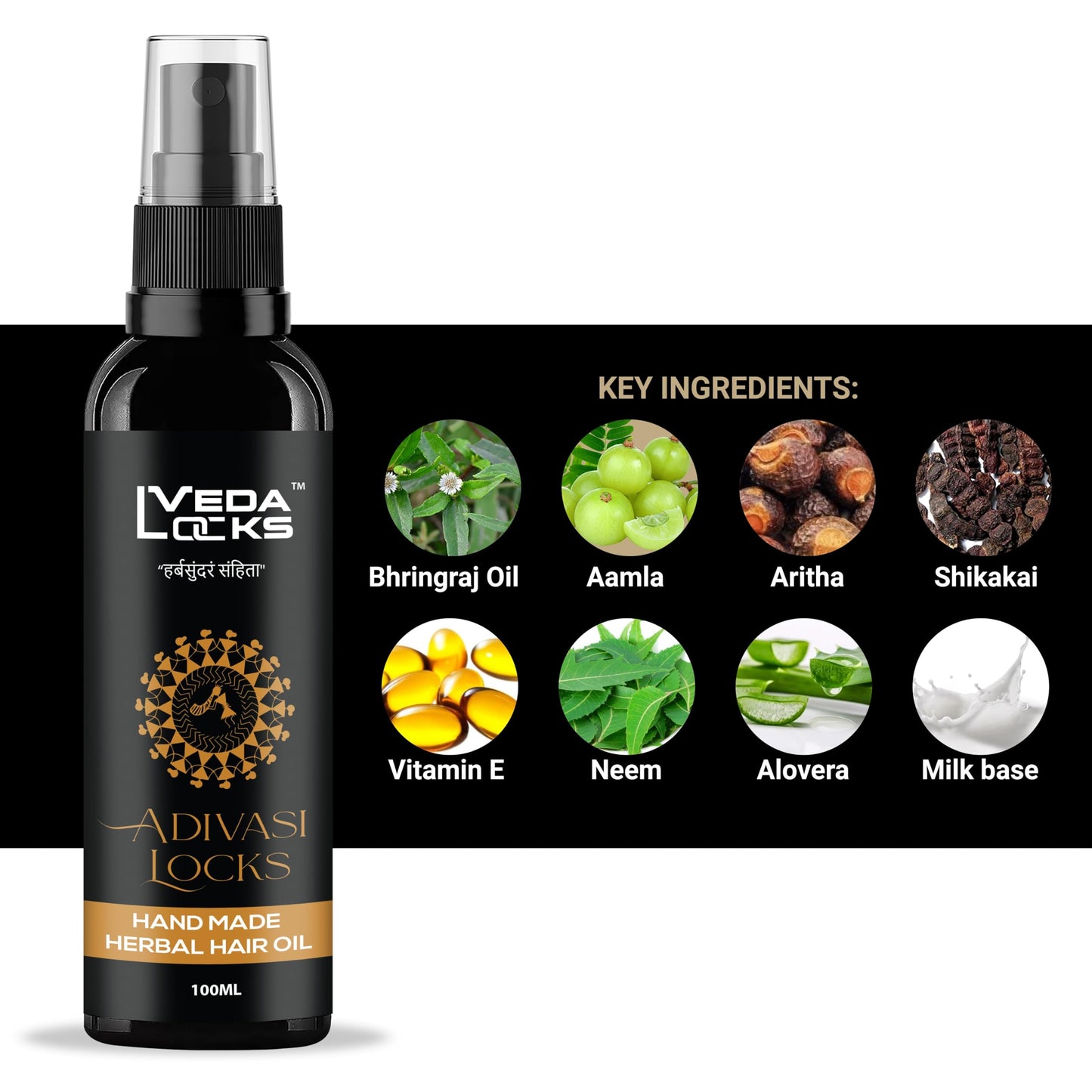 VEDIK REVIVAL Adivashi Revival Hair Oil ||adivashi neelambari hair oil - Ayurvedic Blend for Hair Growth, Volume & Shine - Natural and Paraben-Free - 3.38 fl oz /100 ml