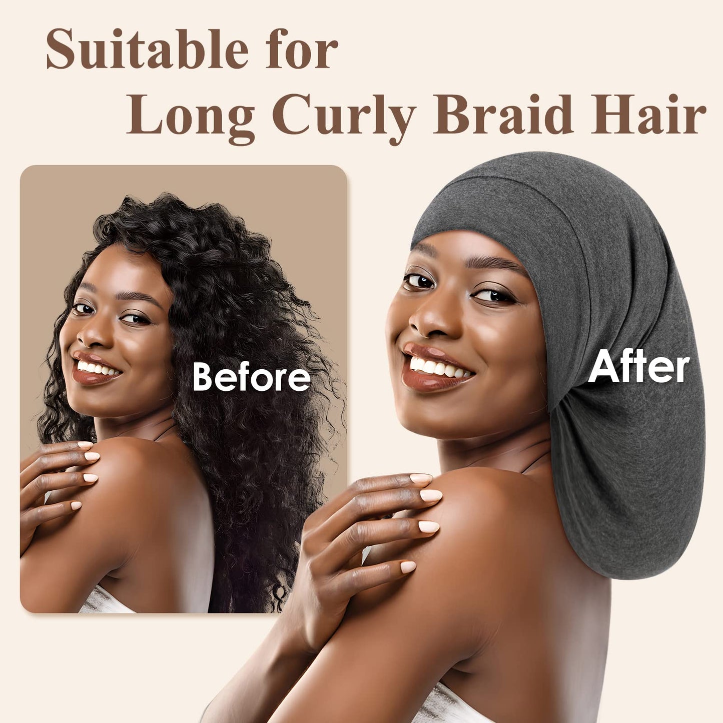 OLESILK 100% Silk Dreadlock Cap, Silk Bonnet for Long Hair, Braid Bonnet for Sleeping, Extra Large Bonnet for Women&Men, Loc Cap Hair Cover