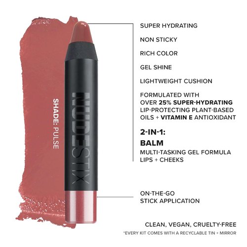 Nudestix Sunkissed Nudes Mini Kit - 3-Piece Cream Blush, Bronzer & Glossy Lip Set | Travel-Size Vegan Makeup for a Fresh Beachy Glow