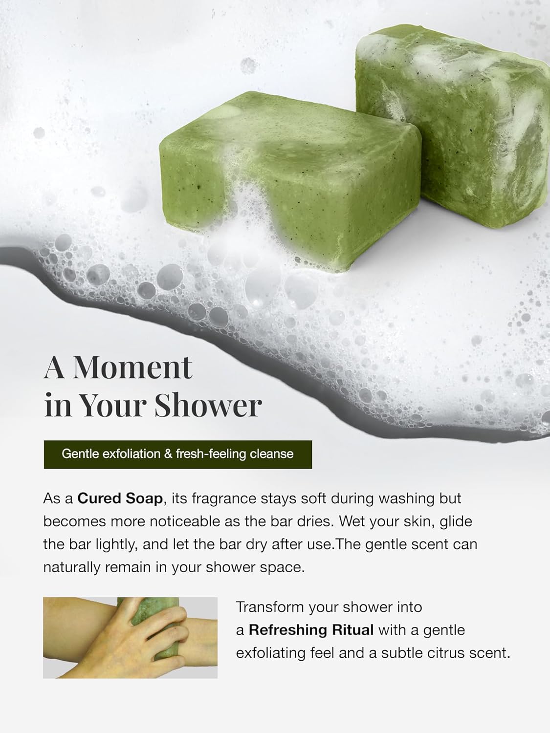 Skiennix Body Scrub Bar Soap - Korean Exfoliating Wash with Green Tea & Centella | 7 Oz Sunrise Mist