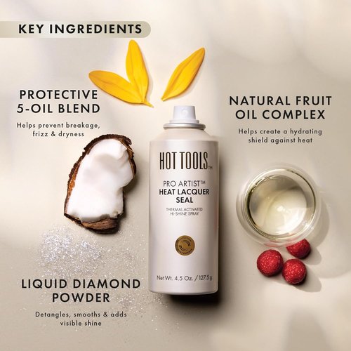 HOT TOOLS Heat Protectant Hi-Shine Spray - Instantly Adds Shine, Minimizes Frizz & Protects from Heat Damage