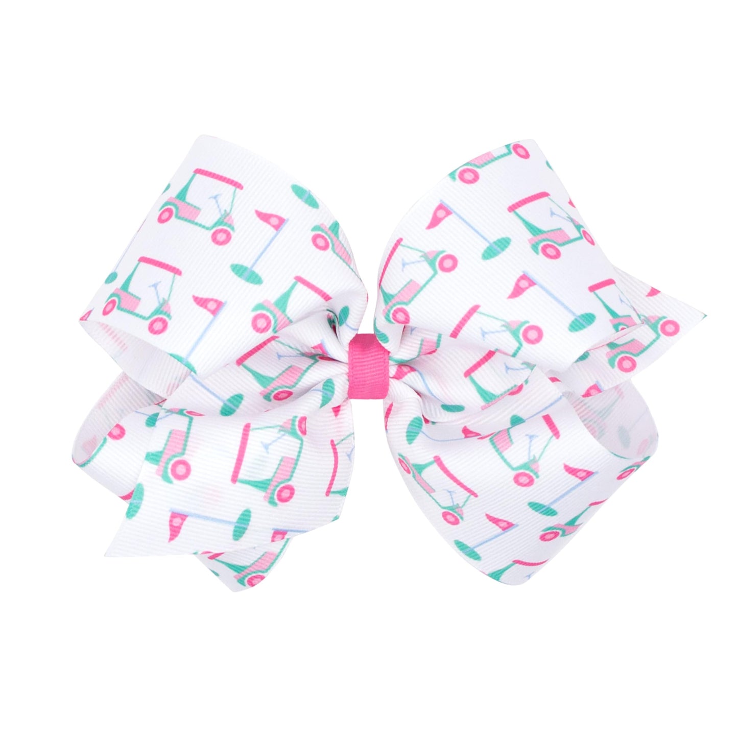 Wee Ones Girls' Summer Print Grosgrain Hair Bows on a WeeStay Hair Clip, King, Golf Cart