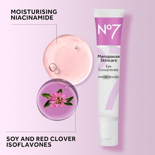 No7 Menopause Skincare Firm & Bright Eye Concentrate - Revitalizing Eye Cream for Dark Circles & Puffiness | Cooling Roller (15 ml)