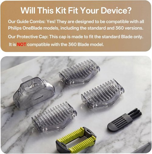 Philips Norelco OneBlade Guards Kit Plus - 6 Guide Combs (1-6mm), Replacement Body Comb & Organizer Stand