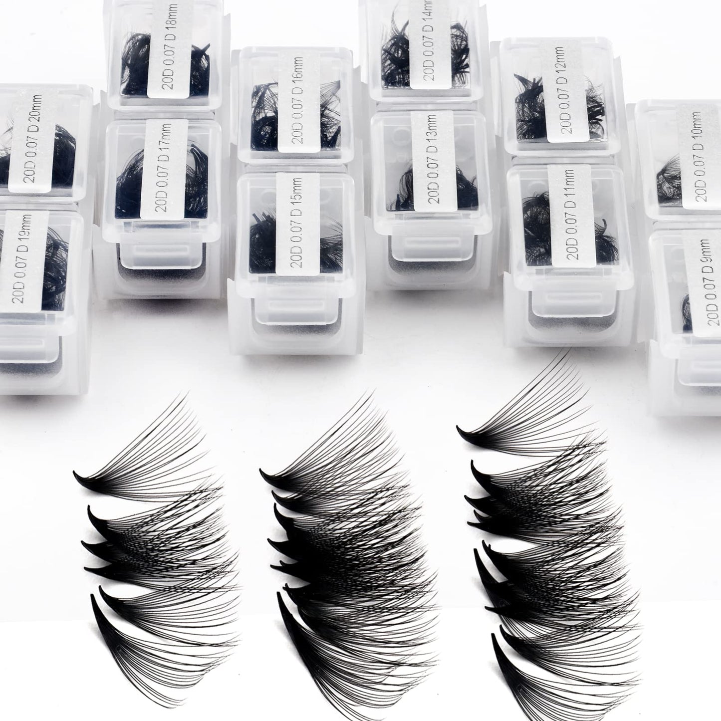 1200 Fans Lash Extension Premade Fans Eyelash Extensions 9-20mm Mixed 20D Eyelash Extension C Curl Pointed Base Volume Lash Extensions Handmade Lash Extensions(1200PCS-20D-0.07-C, 9-20mm mixed tray)