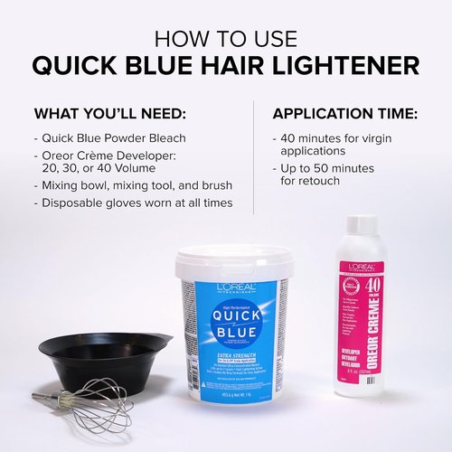 L'Oréal Technique Quick Blue Bleach - High Performance No Drip Hair Lightening Powder, 1 lb