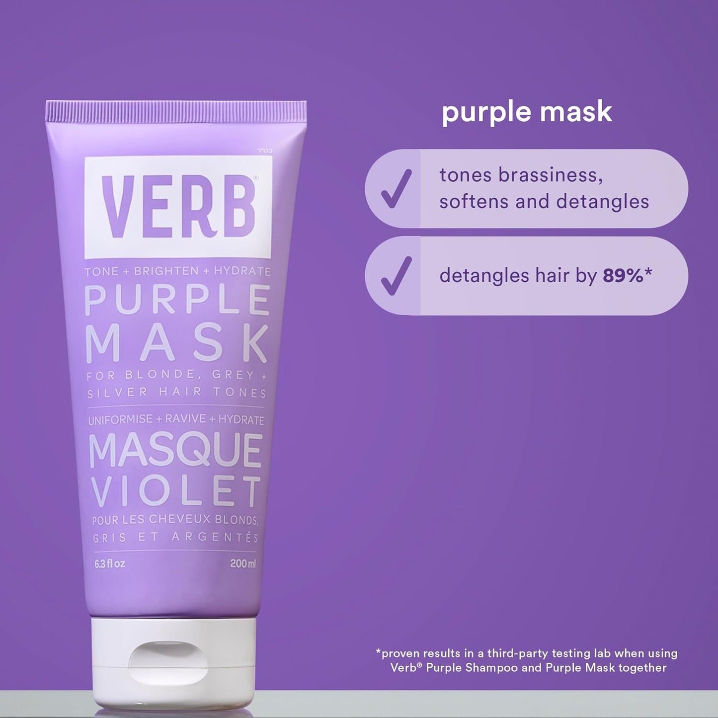 Verb Purple Hair Mask - Nourishing Color-Enhancing Treatment for Brighter Blonde & Silver Hair