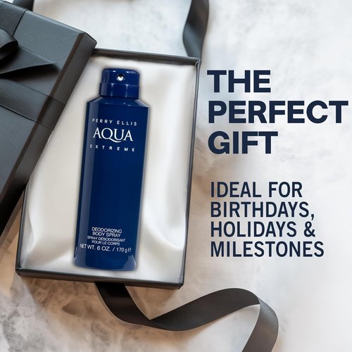 Perry Ellis Aqua Extreme Body Spray for Men - Fresh Wood & Spice Cologne Mist - 6 oz