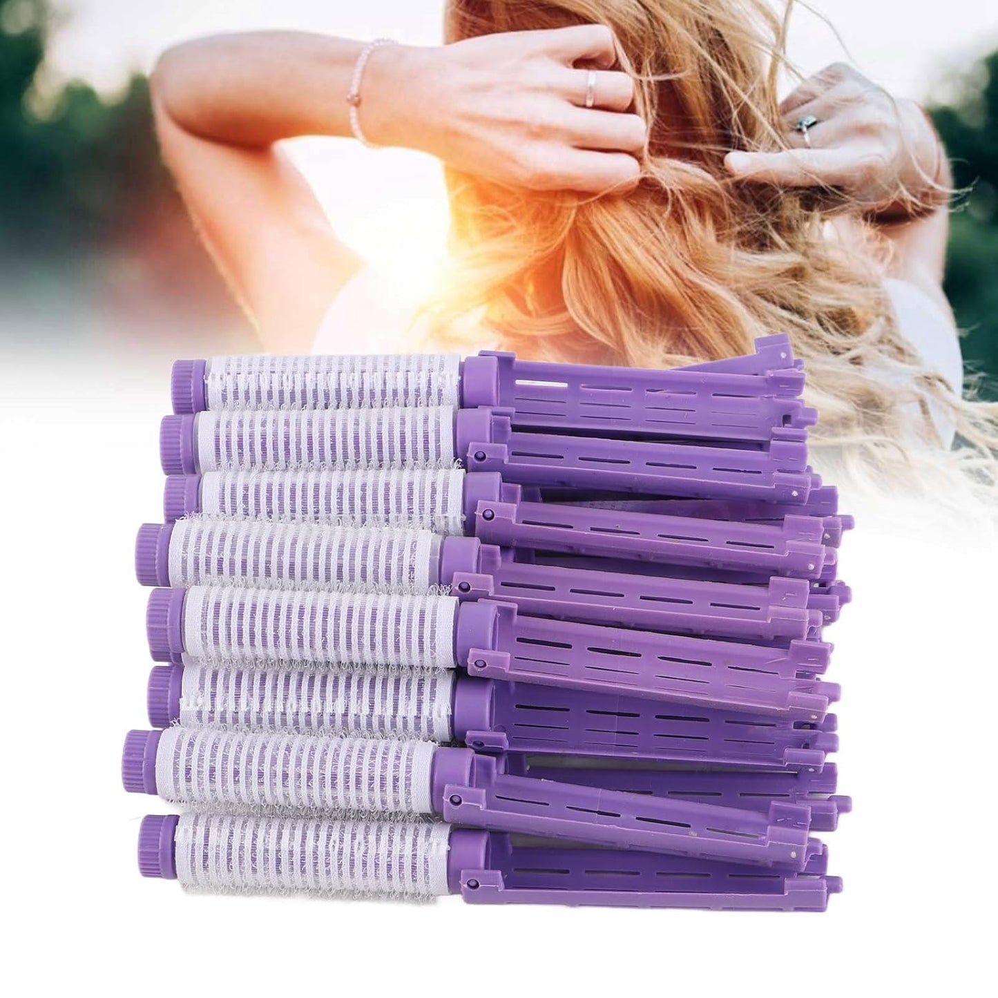 Skiennix Fluffy Korean Perming Rod Rollers - 20pcs Hair Curling Kit for DIY Root Perm | Purple