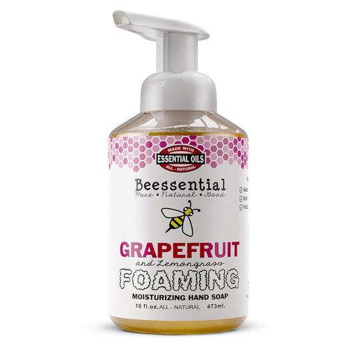 Beessential Foaming Hand Soap - All Natural Grapefruit & Lemongrass with Aloe & Honey | 16 oz Made in USA