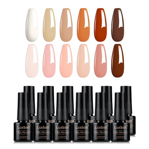 Luxbon 12 pcs Gel Nail Polish Set - Fall Color Set Long Lasting Autumn Gel Polish, uv led Soak Off Nail Art Designs Manicure Kit 013