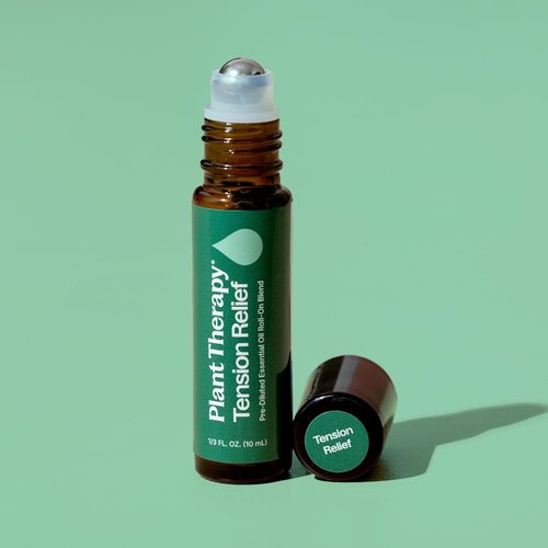 Plant Therapy Tension Relief Essential Oil Blend - Pre-Diluted Roll-On, 10 mL | Pure Fractionated Coconut Oil