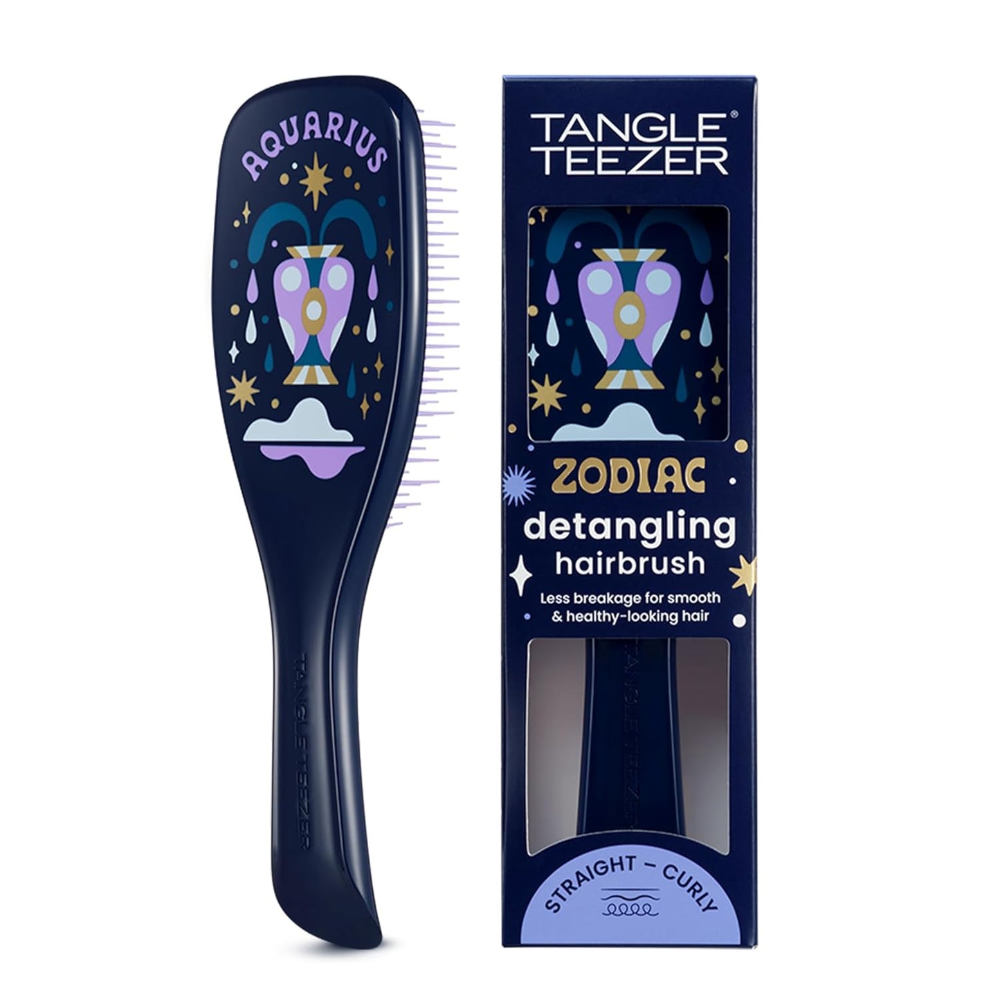 Tangle Teezer Zodiac Ultimate Detangler Hairbrush - Eliminates Knots & Reduces Breakage | Aquarius Design