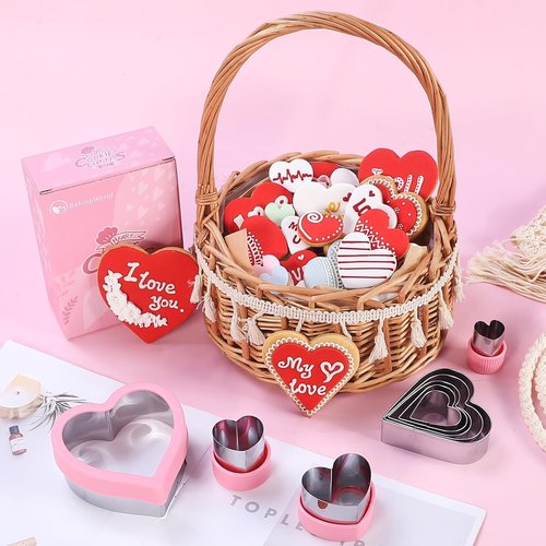 Heart Cookie Cutter Set,9 Piece Heart Shapes Stainless Steel Cookie Cutters Mold for Cakes Biscuits and Sandwiches,0.98"/1.45"/1.57"/1.96"/2.04"/2.32"/2.75"/3.18"/3.74" Assorted Sizes