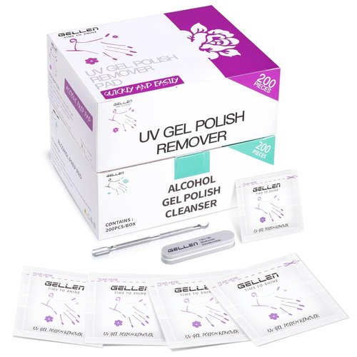 Gellen Nail Cleanser Pads - 400 Pack Acetone Remover with Glycerin Moisturizing | Professional Quality