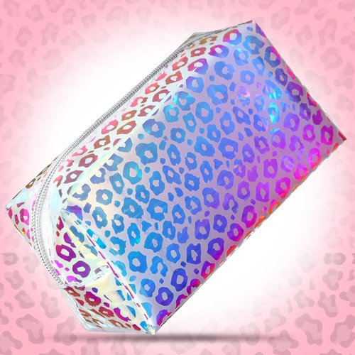Boao Holographic Makeup Bag Set - Clear Iridescent Glitter Travel Cosmetic Pouches | Zippered Toiletry Organizer for Purse, Diaper, Beach, Office
