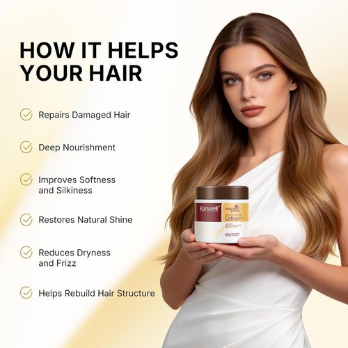 Karseell Collagen Hair Mask - Deep Repair Conditioning with Argan Oil for All Hair Types | 16.90 oz (500ml)