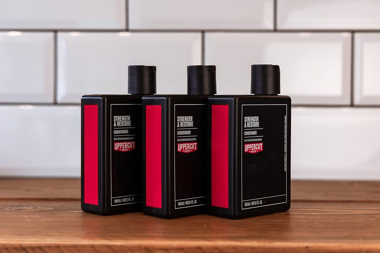 Uppercut Deluxe Conditioner - Strength & Restore 8oz | Biotin & Caffeine for Thin, Fine Hair | Moisturizing Daily Care