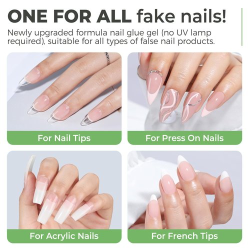 UNA GELLA Gel Nail Glue for Press Ons: 10s Fast Dry No U V Lamp Needed Glue Gel, 3pcs*5ml Upgrade Super Strong Nail Adhesive for Press on Nails, Nail Tips&Acrylic Nails-Maximum Strength, Long-lasting