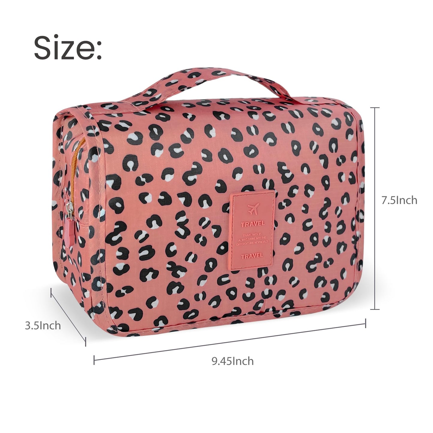 Lcsmaokin Large Capacity Toiletry Bag Travel Bag with Hanging Hook for Men and Women Waterproof Travel Cosmetic Bag Bathroom Storage Bag for Brushes Set,Full-Sized Shampoo,Accessories-Pink Smile