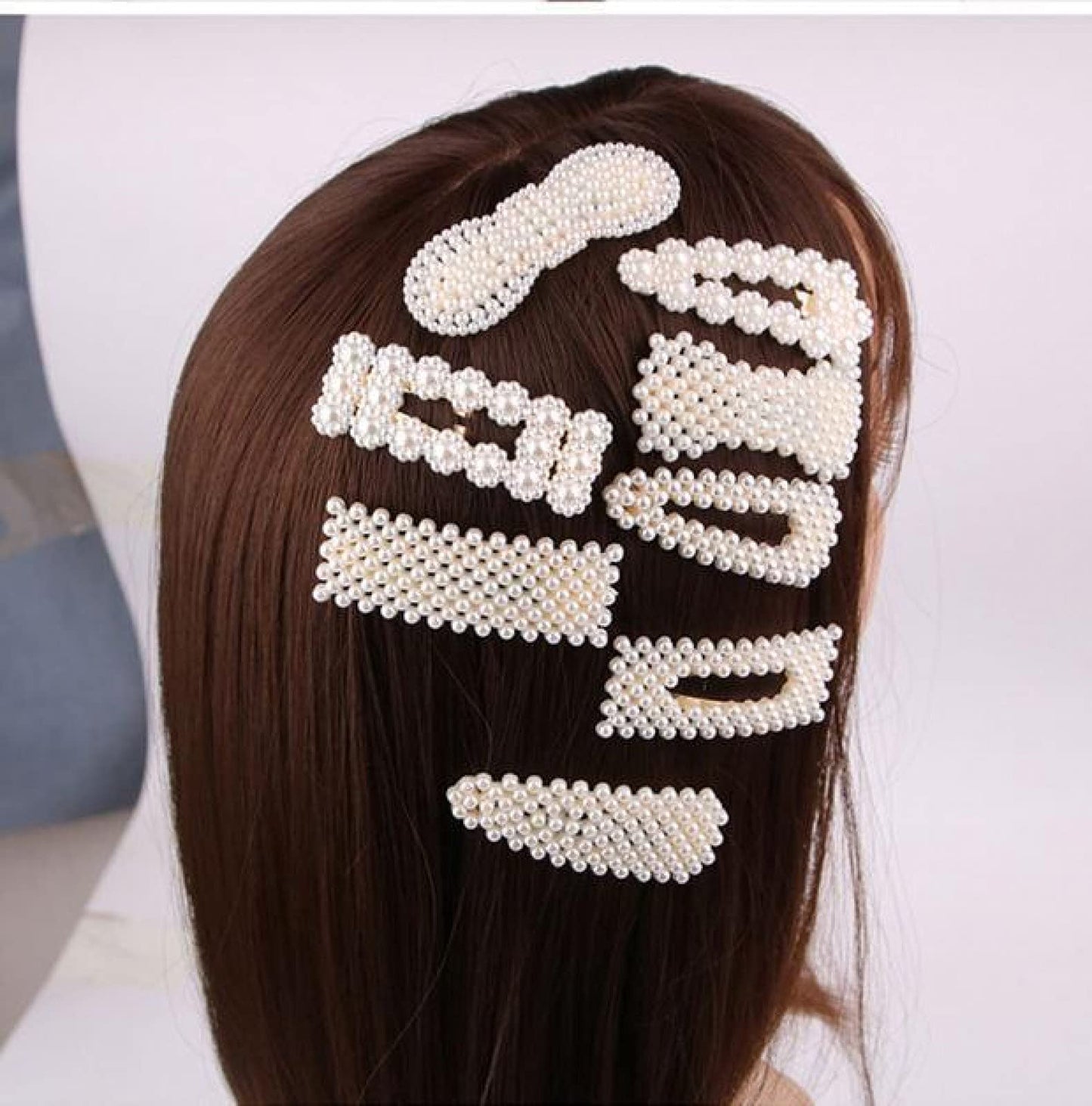 Etoleko Fashion Hair Clips Set, New Pearls and Acrylic Resin Hair Clips, Handmade Hair Barrettes,Glitter Crystal Geometric Hairpin, Elegant Gold Hair Accessories, Gifts for Women Girls Ladies Headw