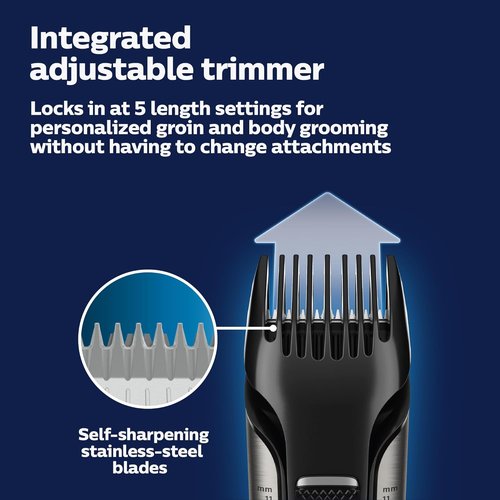 Philips Norelco Bodygroom 7000 - Showerproof Body Trimmer for Men | Precise Grooming, 80 Min Runtime