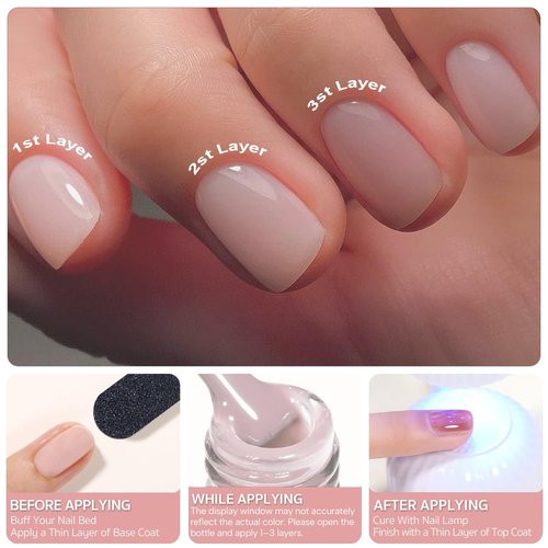 Vishine 4Pcs Jelly Nude Pink Milky White Rose Gel Nail Polish Set Sheer Clear Crystal Translucent French Manicure Gel Nail Polish Kit 8ML