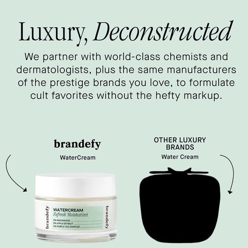 Brandefy Water Cream - Lightweight Moisturizer for Pore-Refining Hydration | Daily Face Cream, 1.6 Oz