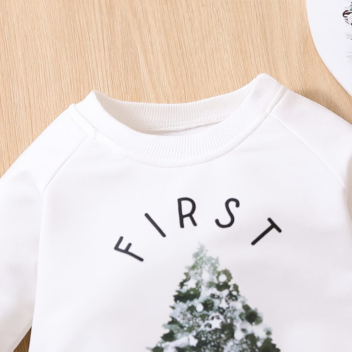 DOSYZTO Baby Boy Girl Christmas Outfit First Christmas Letter Print Romper Jumpsuit Oversized Xmas Bodysuit Clothes (first christmas jumpsuit,12-18 Months)