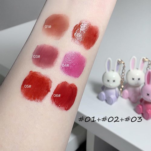 3Psc Rabbit Key chain Jelly Lip Glaze,Moisturising Crystal Keychain 2 in 1Lip Glow Gel,Sparkling Lipgloss Liquid Lipstick Set, Hydrating Sweet Lip Gloss Set