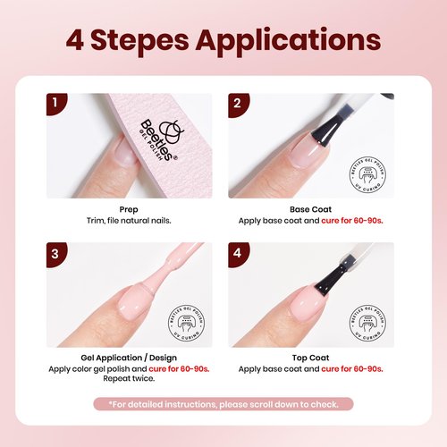 Beetles 22 Pcs HEMA-Free Gel Nail Polish Kit with U V Light - 6 Color Pink Nude Red Pearl White Gel Polish Set Ethereal Glow Gift-Ready Package DIY Salon Portable Manicure Kit Women Girls Teens Gifts