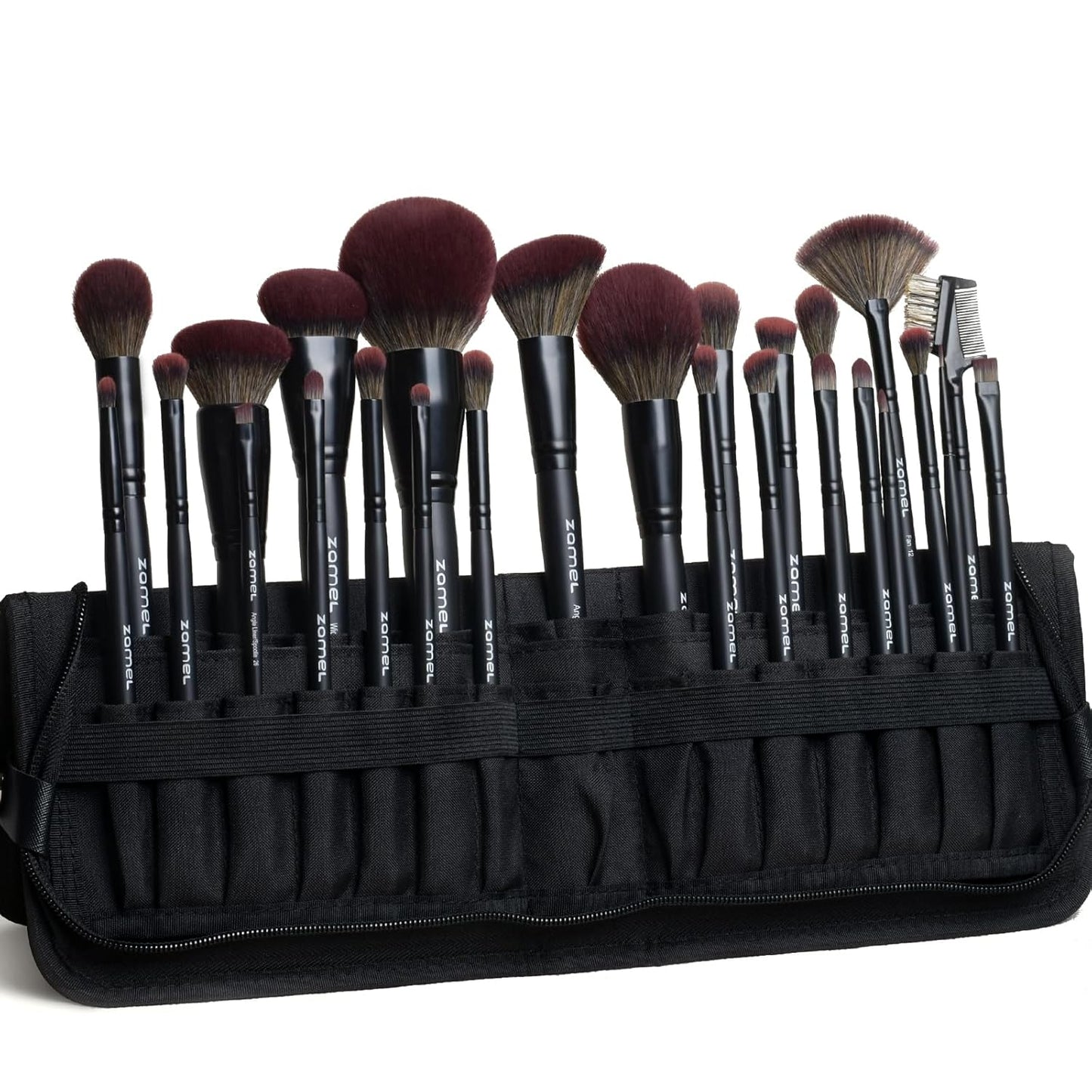 ZAMEL 26-Piece Premium Black Makeup Brush Set - Ultra Soft Brushes with Travel Bag for Flawless Application