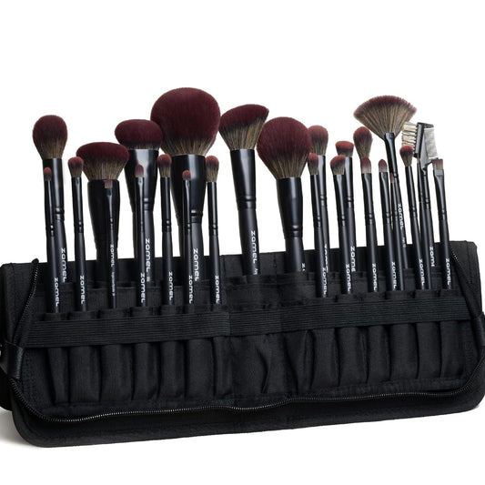 ZAMEL 26-Piece Premium Black Makeup Brush Set - Ultra Soft Brushes with Travel Bag for Flawless Application