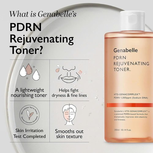 Genabelle PDRN Rejuvenating Toner - Deep Hydration & Skin Barrier Support with PDRN, Panthenol, Hyaluronic Acid - Soft & Glowing Skin - 10.14 fl.oz/300ml