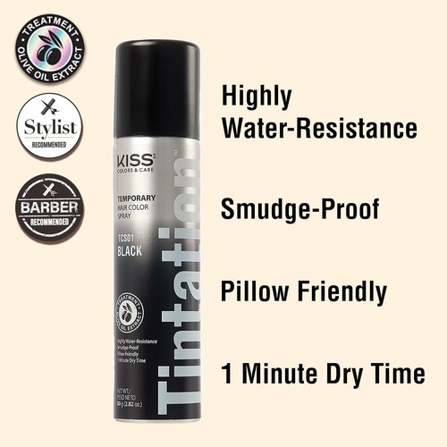 Kiss Gray Hair Concealer - Temporary Root Touch-Up Color Spray | 2.82 oz, 2-Pack (Black)