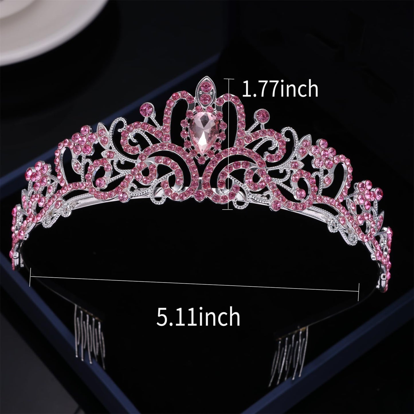 Kamirola - Gold Crystal Tiara Crowns For Women Girls Princess Elegant Crown with Combs Women's Headbands Bridal Wedding Prom Birthday Party Headbands for Women (Silver & Pink)