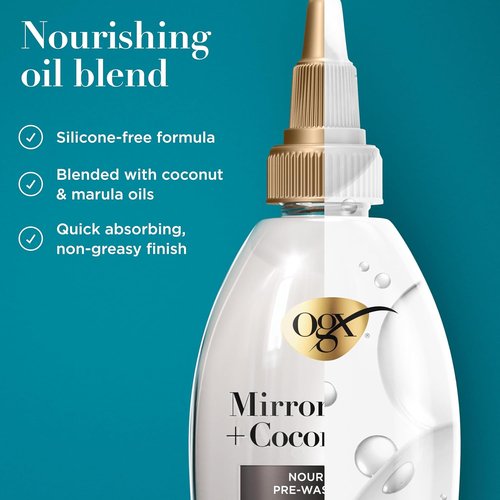 OGX Mirror Shine Hair Gloss - Nourishing Coconut Oil Treatment for 48-Hour Glossy Shine | 4 fl. oz
